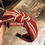 Diadema de tela con nudo cruzado, Diademas de nudo cruzado con estampado de lunas y flores